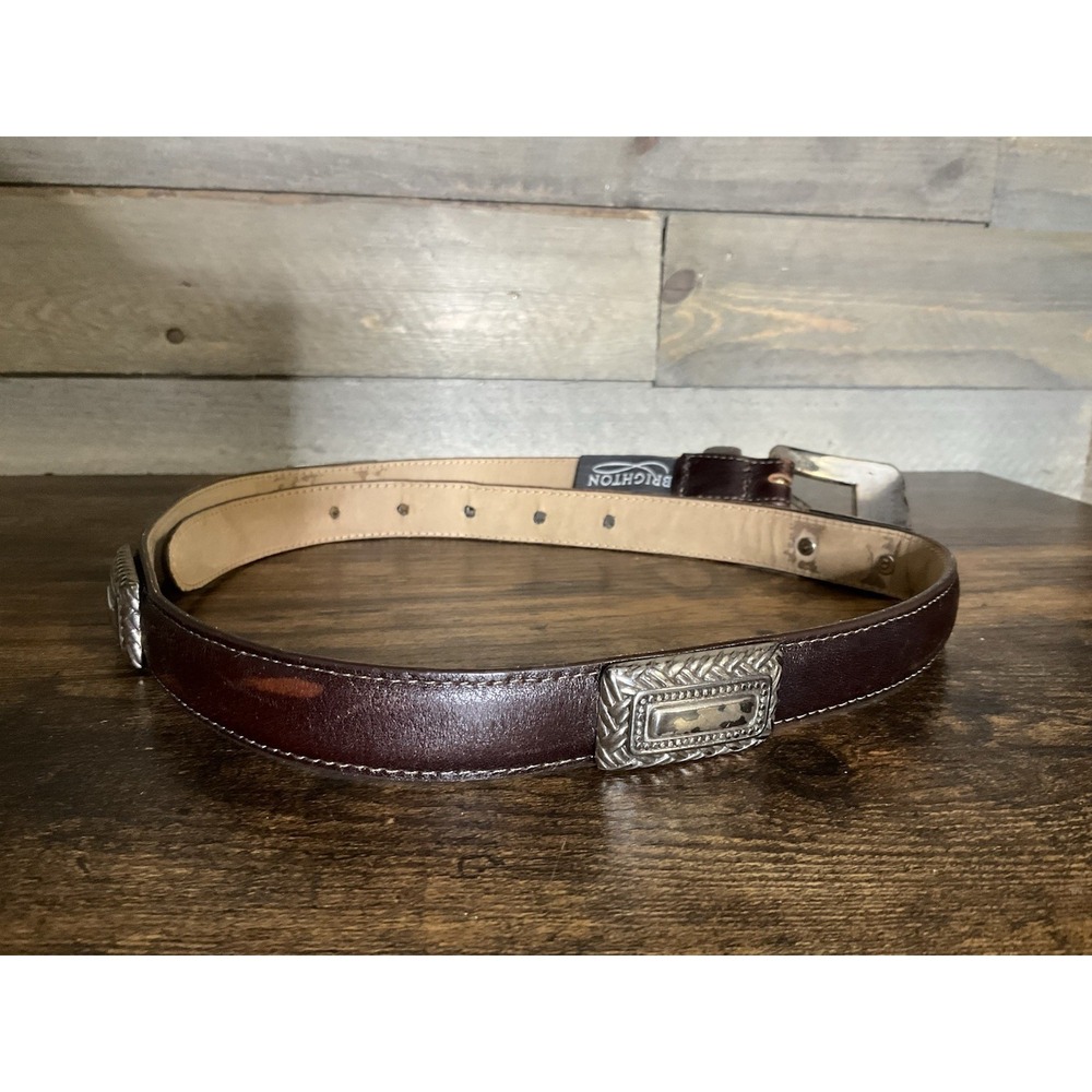 Brighton Women's Brown Dress Belt Silver Buckle Adjustable Size M - Picture 5 of 6